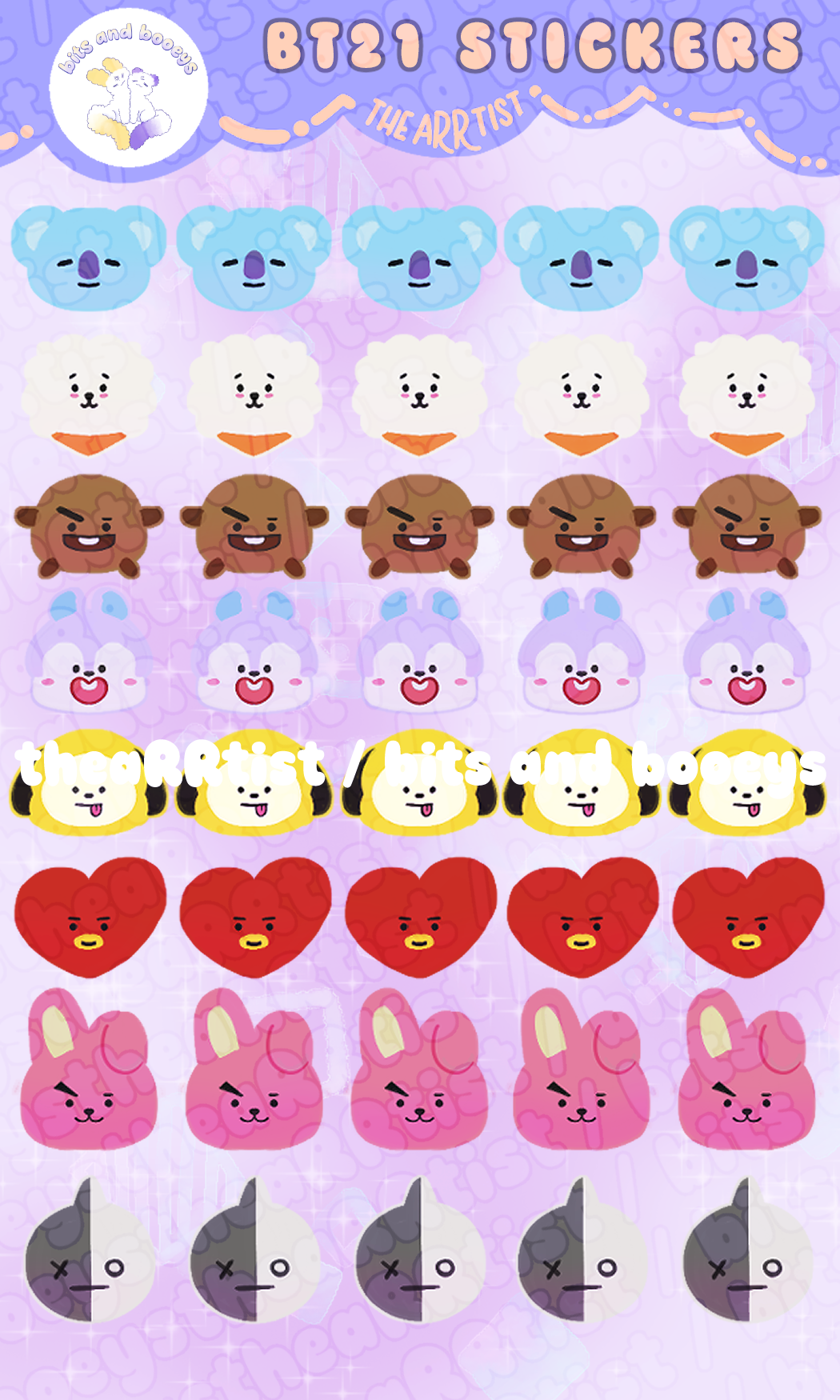 KPop Character Sticker Sheet
